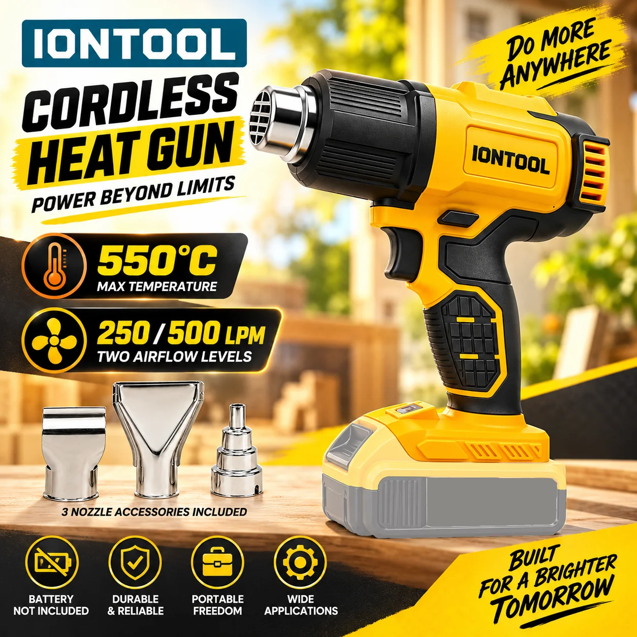 Cordless Heat Gun For Shrink Tubing - IONTOOL 무선 열풍기 550 ℃ 자동차