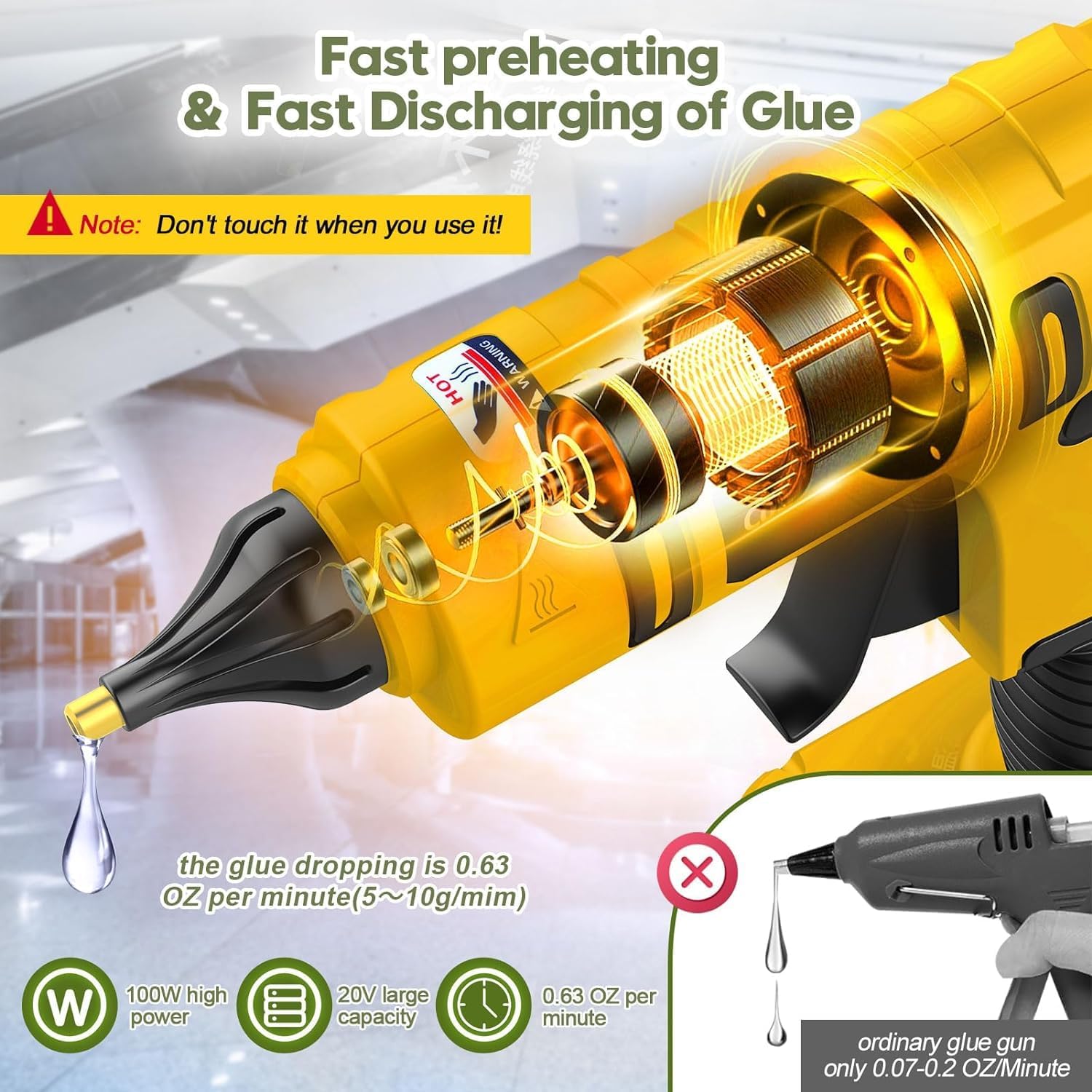 데월트 20V 배터리용 100W 무선 핫 글루 건 (배 - Hot Melt Glue Gun Cordless 리뷰 및 가격