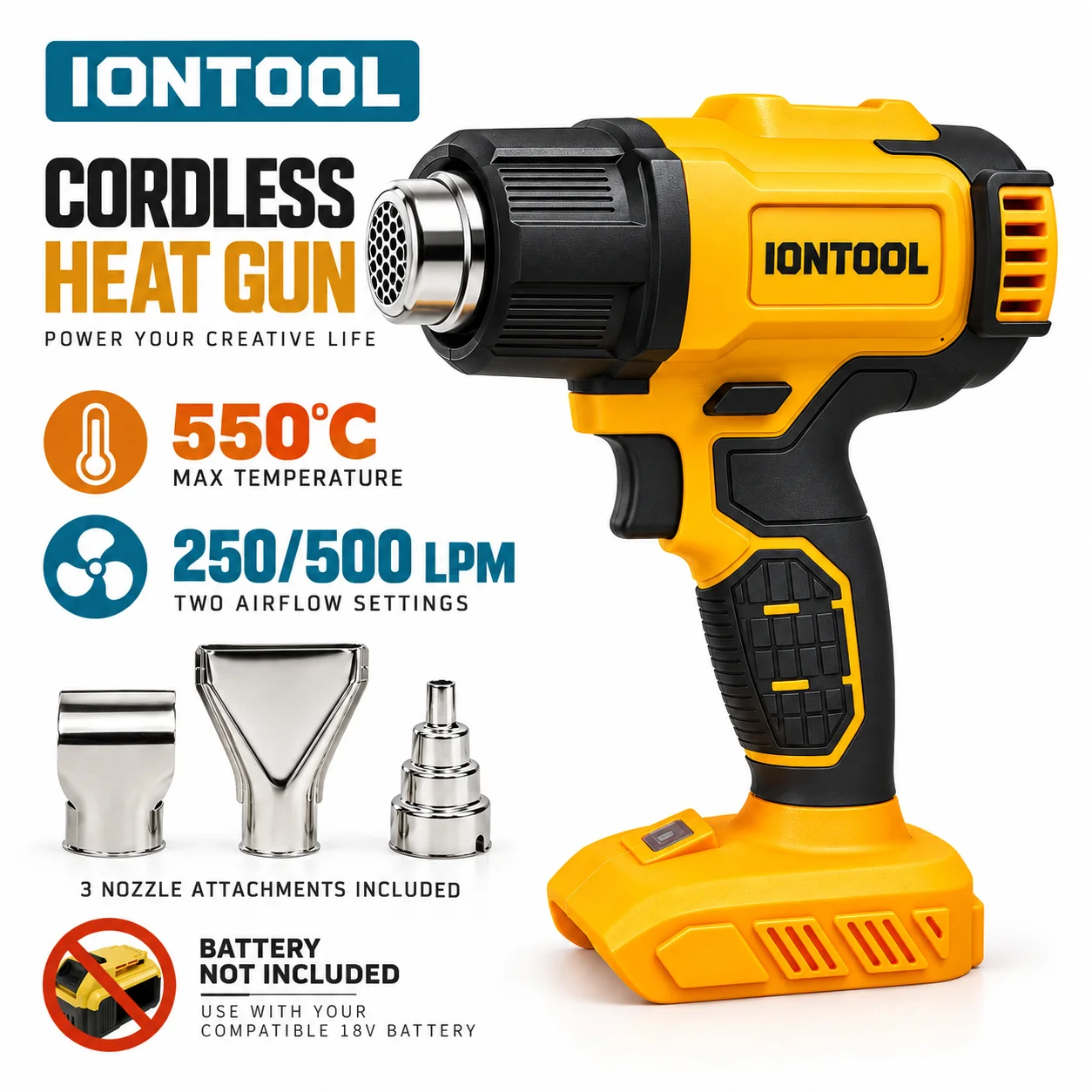 IONTOOL 노란색 무선 열풍기 550 ℃   가정용 - Cordless Heat Gun For Shrink Tubing 리뷰 및 가격